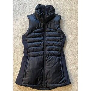 LULULEMON Down For A Run Goose Down Quilted Vest II Size 2 Inkwell Navy Blue
